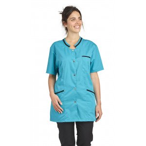 ATOLL/NOIR - Tunique professionnelle de travail blanche à manches courtes femme auxiliaire de vie infirmier aide a domicile médi