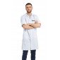 BLANC/ARDOISE - Blouse professionnelle de travail blanche à manches transformables homme chantier menage artisan entretien