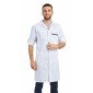 BLANC/ARDOISE - Blouse professionnelle de travail blanche à manches transformables homme chantier menage artisan entretien