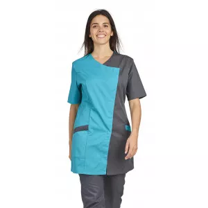 ATOLL/ARDOISE - Blouse professionnelle de travail à manches courtes femme aide a domicile médical auxiliaire de vie infirmier
