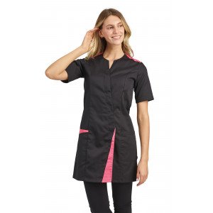 NOIR/ATOLL - Blouse professionnelle de travail à manches courtes femme auxiliaire de vie médical aide a domicile infirmier