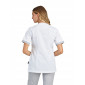 BLANC/PERLE - Tunique professionnelle de travail blanche à manches courtes femme coiffeur infirmier esthéticienne médical