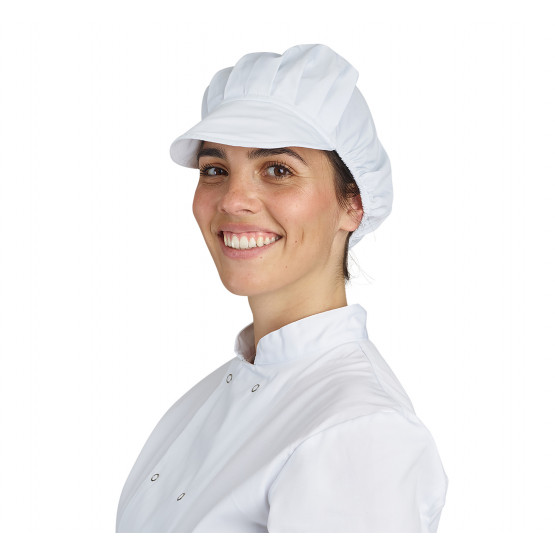 BLANC - Coiffe professionnelle lavable de travail mixte serveur cuisine restaurant restauration