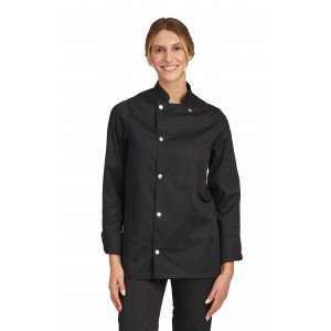 NOIR - Veste de cuisine manches longues professionnelle de travail à manches longues mixte serveur restaurant hôtel cuisine