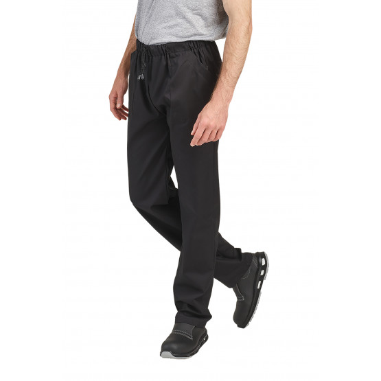 NOIR - Pantalon élastiqué professionnel de travail mixte aide a domicile infirmier auxiliaire de vie médical