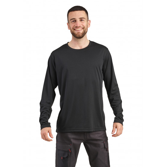NOIR - Tee-shirt professionnel de travail à manches longues homme infirmier auxiliaire de vie médical aide a domicile