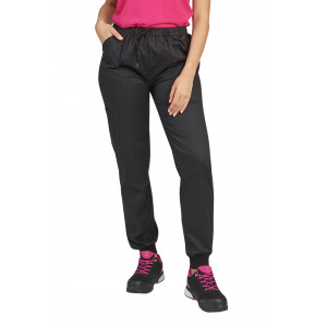 Lot De 2 Pantalons De Travail Côtelés Pour Femme - Bleu Marine Et Noir - Taille élastique, Confort Soignant - Taille Haute