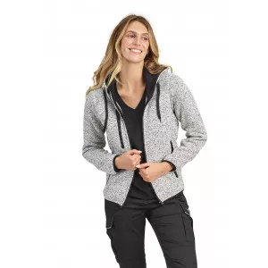 GRIS - Veste à capuche zippée chinée professionnelle de travail à manches longues femme auxiliaire de vie infirmier aide a domic