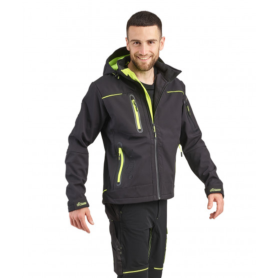 NOIR/FLUO - Veste de travail professionnelle à manches longues mixte logistique chantier transport artisan