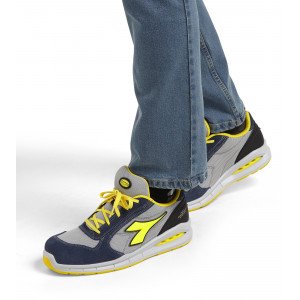 BLEU/GRIS - Chaussure de sécurité S1P professionnelle de travail noire EN ISO 20345 S1P mixte transport artisan logistique chant