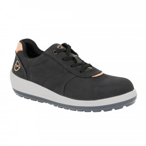 NOIR - Chaussure de sécurité S3S professionnelle de travail noire en cuir EN ISO 20345 S3S femme chantier entretien artisan mena
