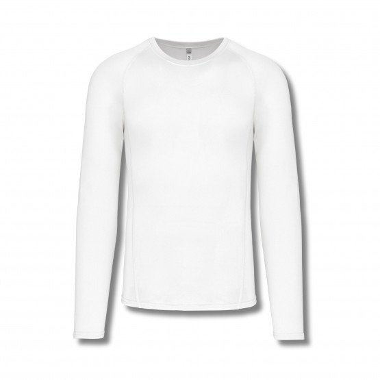 BLANC - Tee-shirt professionnel de travail à manches longues mixte manutention artisan logistique chantier