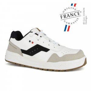 BLANC/NOIR - Chaussure de sécurité S1PL professionnelle de travail blanche noire EN ISO 20345 S1PL mixte logistique artisan tra