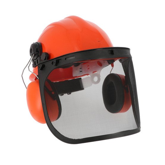 ORANGE - Casque professionnel de travail Polyéthylène EN 1731 Casque avec face grillagée de protection de l'oeil et du visage f