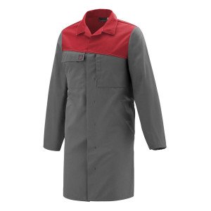 GRIS/ROUGE - Blouse professionnelle de travail à manches longues homme logistique chantier transport artisan
