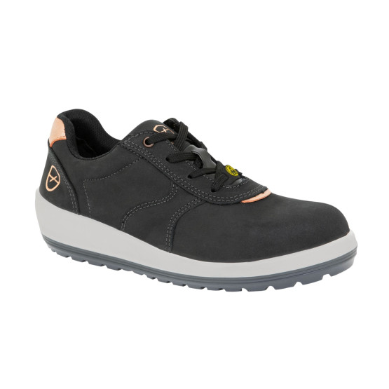 NOIR - Chaussure de sécurité S3S professionnelle de travail noire en cuir EN ISO 20345 S3S femme menage artisan entretien chanti