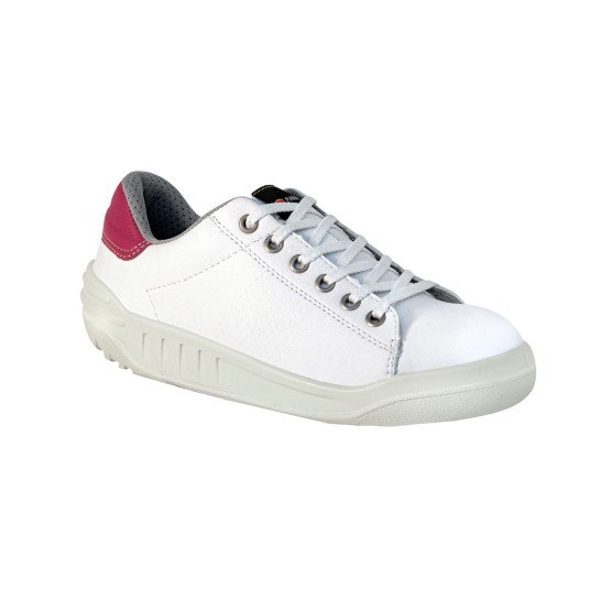 BLANC/FUCHSIA - Tennis de sécurité S3 professionnelle de travail blanche EN ISO 20345 S3 femme artisan entretien chantier menag