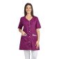 PRUNILLE/FLEURS - Blouse professionnelle de travail blanche à manches courtes femme entretien auxiliaire de vie menage aide a d