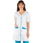BLANC/ATOLL - Blouse professionnelle de travail blanche à manches courtes femme entretien auxiliaire de vie menage aide a domic