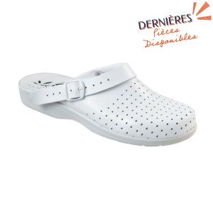 Sabot professionnel de travail blanc en cuir EN ISO 20347 femme aide a domicile médical auxiliaire de vie infirmier