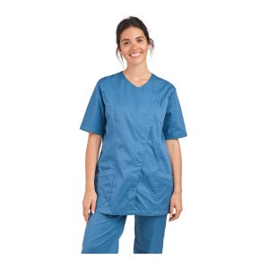 NOIR - Tunique professionnelle de travail à manches courtes femme aide a domicile médical auxiliaire de vie infirmier
