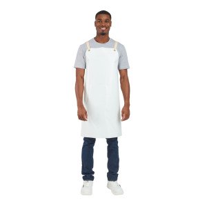 BLANC - Tablier de cuisine professionnel blanc en PVC mixte restauration restaurant serveur cuisine