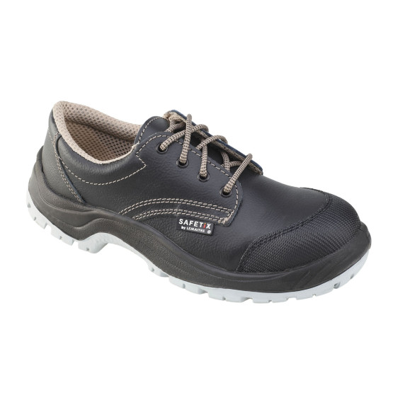 NOIR - Chaussure de sécurité S3 professionnelle de travail noire en cuir EN ISO 20345 S3 mixte artisan menage chantier entretien