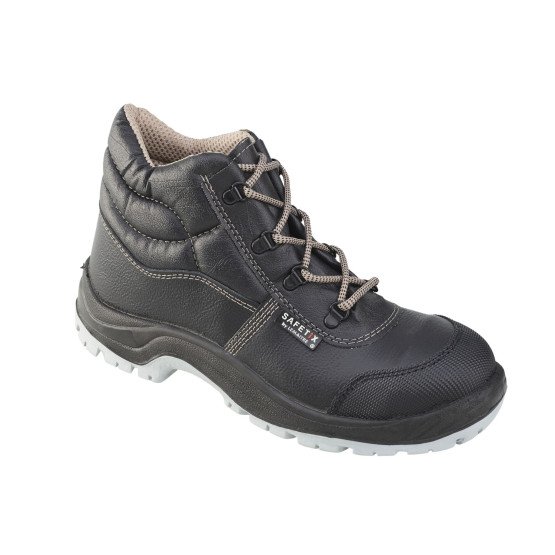 NOIR - Chaussure haute de sécurité S3 professionnelle de travail noire en cuir EN ISO 20345 S3 mixte artisan entretien chantier 