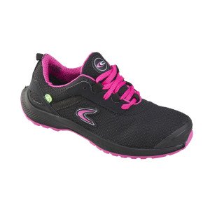 NOIR/FUCHSIA - Chaussure de sécurité S3S professionnelle de travail noire EN ISO 20345 S3S femme manutention artisan transport 