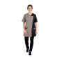 ZINC/NOIR - Blouse professionnelle de travail à manches courtes femme aide a domicile médical auxiliaire de vie infirmier