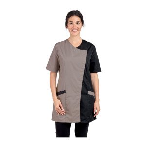 SAUGE/NOIR - Blouse professionnelle de travail à manches courtes femme médical aide a domicile infirmier auxiliaire de vie