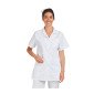 BLANC - Blouse professionnelle de travail blanche à manches courtes femme aide a domicile infirmier auxiliaire de vie médical