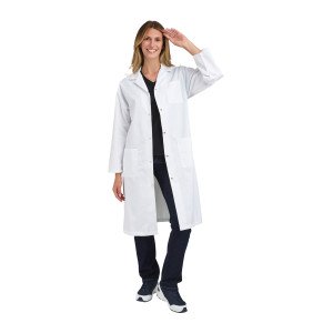 BLANC - Blouse professionnelle de travail blanche à manches longues femme serveur infirmier restaurant médical
