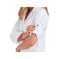 BLANC - Blouse professionnelle de travail blanche à manches transformables femme aide a domicile infirmier auxiliaire de vie mé