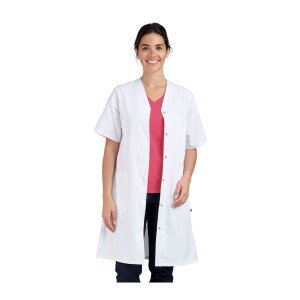 BLANC - Blouse professionnelle de travail blanche à manches courtes femme restaurant infirmier hôtel médical