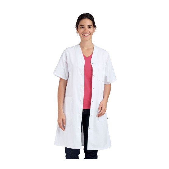 BLANC - Blouse professionnelle de travail blanche à manches courtes femme restaurant infirmier hôtel médical