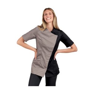 ZINC/NOIR - Tunique professionnelle de travail à manches courtes femme auxiliaire de vie médical aide a domicile infirmier