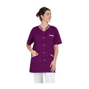 PRUNILLE/BLANC - Tunique professionnelle de travail blanche à manches courtes femme - PROMO auxiliaire de vie médical aide a do