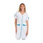 BLANC/ATOLL - Blouse professionnelle de travail blanche à manches transformables femme - PROMO entretien école menage crèche