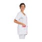 BLANC/FUCHSIA - Tunique professionnelle de travail blanche à manches courtes femme auxiliaire de vie infirmier aide a domicile 