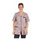 ZINC/NOIR - Tunique professionnelle de travail à manches courtes femme auxiliaire de vie infirmier aide a domicile médical