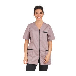 ROSE/NOIR - Tunique professionnelle de travail à manches courtes femme auxiliaire de vie médical aide a domicile infirmier