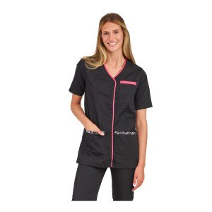 NOIR/WAX - Tunique professionnelle de travail à manches courtes femme auxiliaire de vie médical aide a domicile infirmier