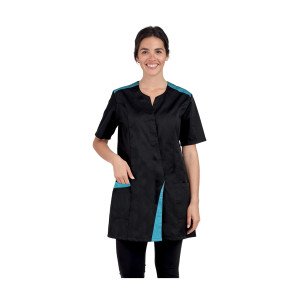 NOIR/ATOLL - Blouse professionnelle de travail à manches courtes femme auxiliaire de vie infirmier aide a domicile médical