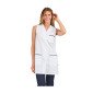BLANC/MARINE - Blouse professionnelle de travail blanche sans manches femme menage aide a domicile entretien auxiliaire de vie