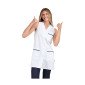 BLANC/MARINE - Blouse professionnelle de travail blanche sans manches femme entretien auxiliaire de vie menage aide a domicile