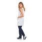 BLANC/MARINE - Blouse professionnelle de travail blanche sans manches femme entretien auxiliaire de vie menage aide a domicile