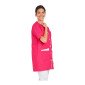 FUCHSIA/BLANC - Blouse professionnelle de travail blanche à manches courtes femme