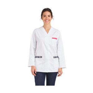 BLANC/WAX - Tunique professionnelle de travail blanche à manches longues femme - PROMO aide a domicile infirmier auxiliaire de 