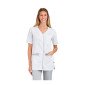 BLANC/PERLE - Tunique professionnelle de travail blanche à manches courtes femme auxiliaire de vie médical aide a domicile infi
